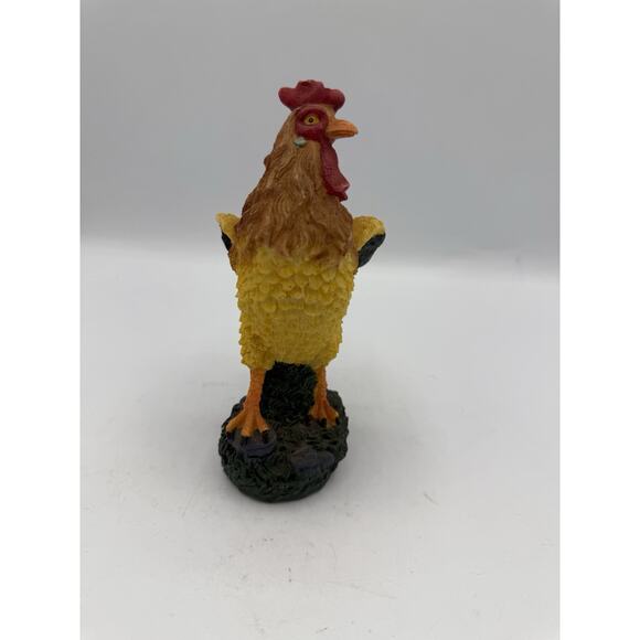 Standing Rooster Figurine Yellow Resin Farmhouse Decor Country Chicken 6” Tall - Picture 2 of 7